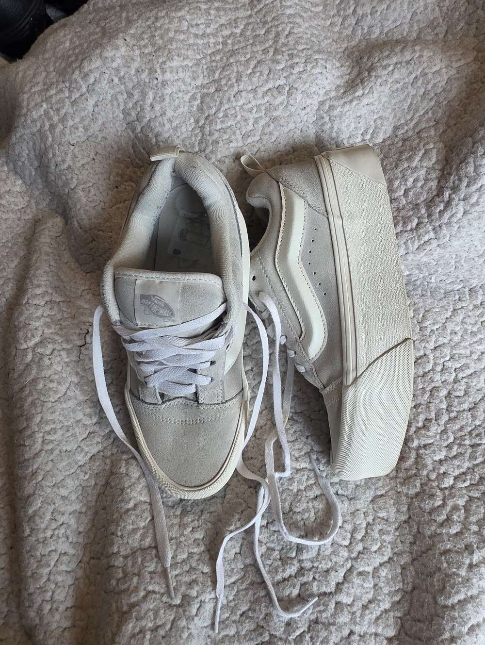 Vans Knu Stack Platform Beige Suede Sneakers Womens Size 8 Mens 6.5 Off White